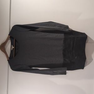 Long sleeve grey and leather dress